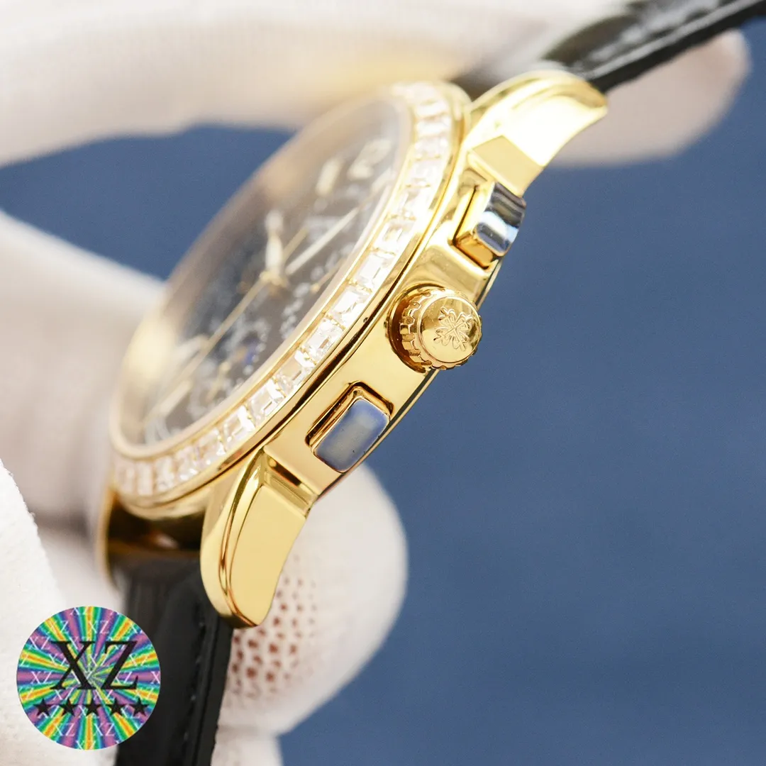 [Rose] [Rose] A new work by the craftsman • Launching the latest style • Patek Philippe PP multi-function watch. Full of business style. Equipped with an original imported 9100 moon phase function movement mechanical watch. ⚙️ Accurate travel time and zero repair. The use of 13 square diamonds as scales on the dial shows the luxurious temperament of this watch. [呲呲] Imported cowhide strap. The mirror is made of sapphire mirror. See-through bottom cover. It is waterproof to 30 meters and has a diameter of 42mmx10mm. The functions of the watch include day of the week, month, date, moon, sun and other functions. The reputation of the best men's watch is revealed in every detail: a man is a warm gentleman, with great taste and craftsmanship, which is comparable to the original! The appearance and appearance are the same and unique! (Focus on original new machines) Factory quality! Welcome to reprint!